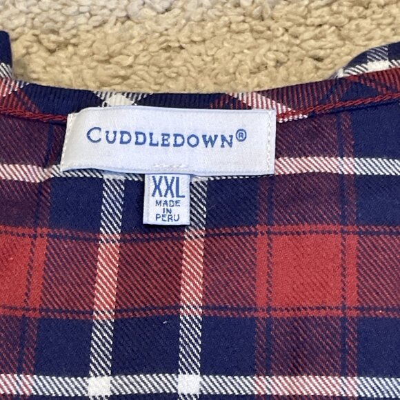 Cuddledown Plaid Flannel Pajamas Size XXL Red Navy Eyelet Prairie Grannycore - Picture 3 of 10
